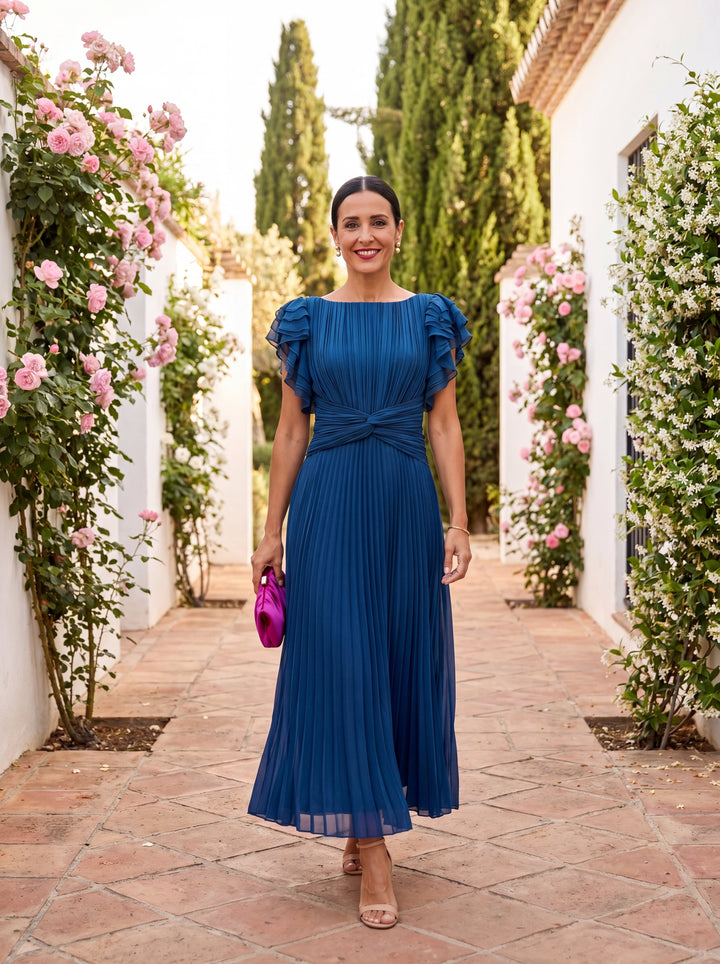 Nadine – Classic Pleated Maxi Dress