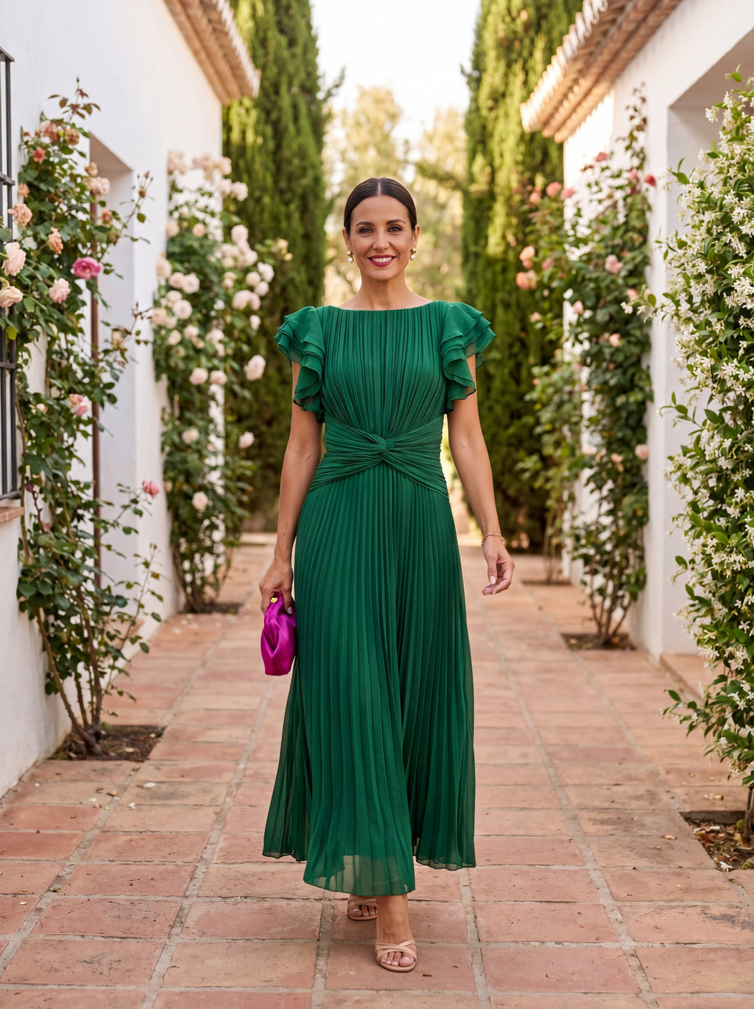 Nadine – Classic Pleated Maxi Dress
