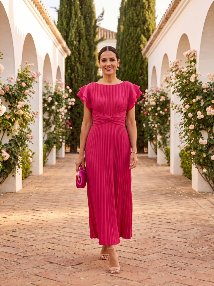 Nadine – Classic Pleated Maxi Dress