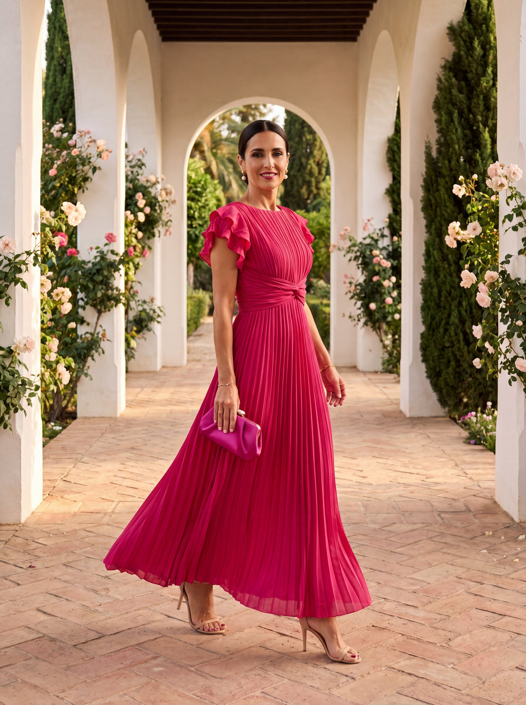 Nadine – Classic Pleated Maxi Dress