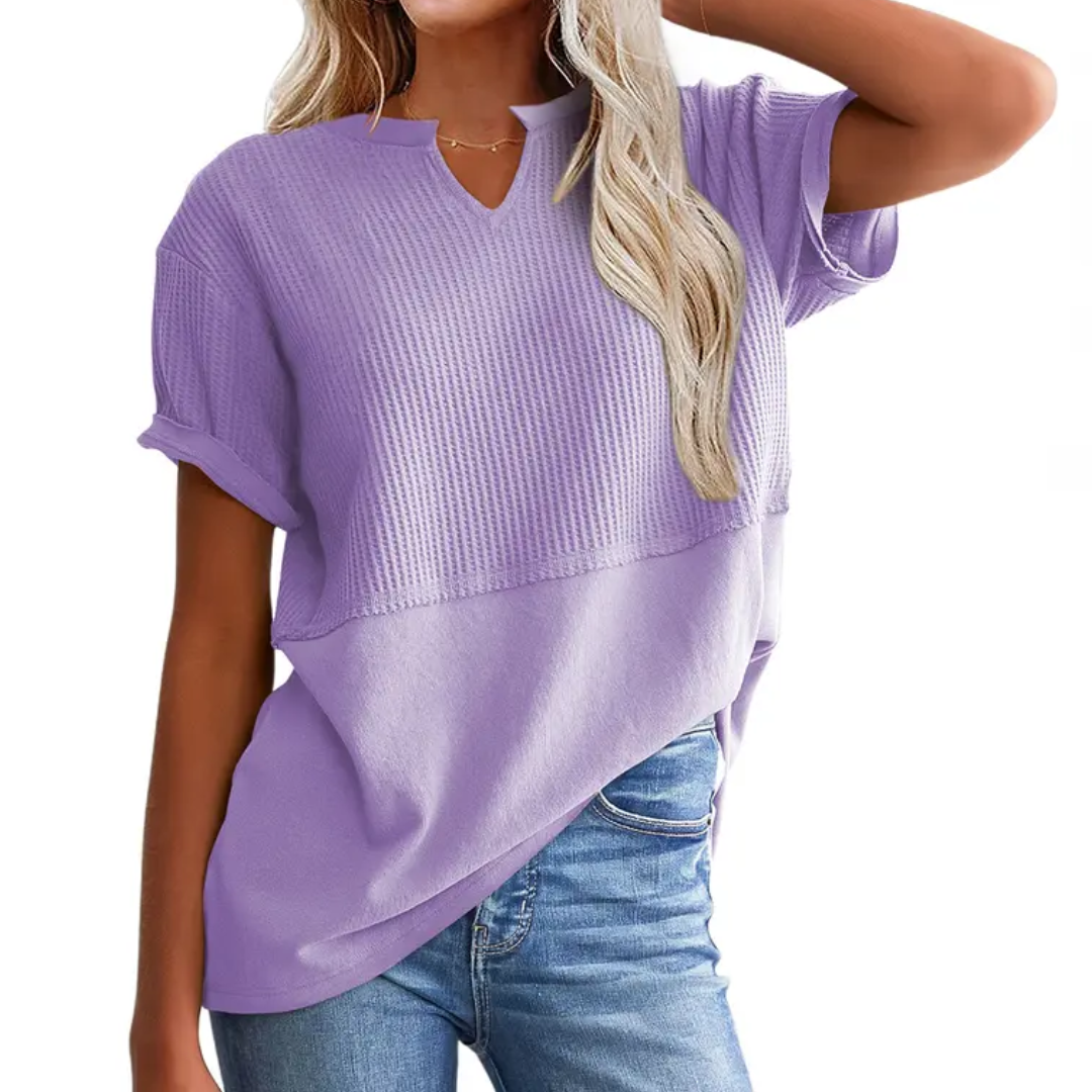 Gracie – Cosy Waffle Knit V-Neck Top