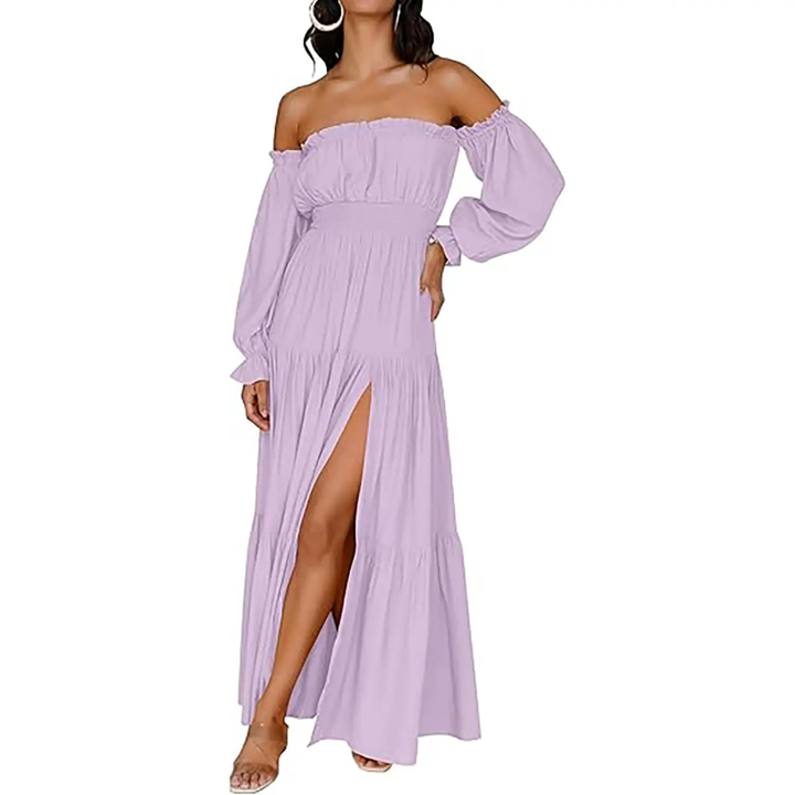 Stephanie – Bohemian Off-Shoulder Layered Maxi Dress