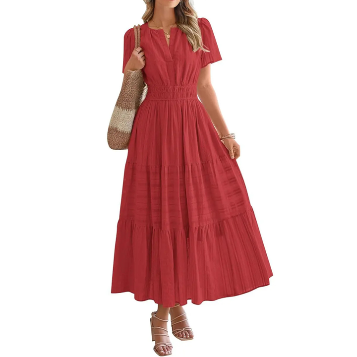 Delia – Flirty V-Neck Puff Sleeve Dress
