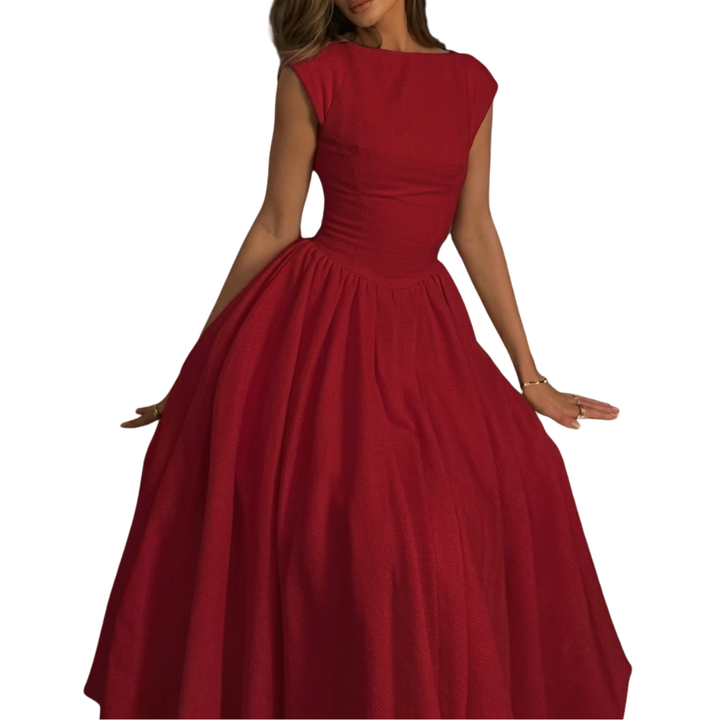 Angela – Chic Bardot Backless Maxi Dress
