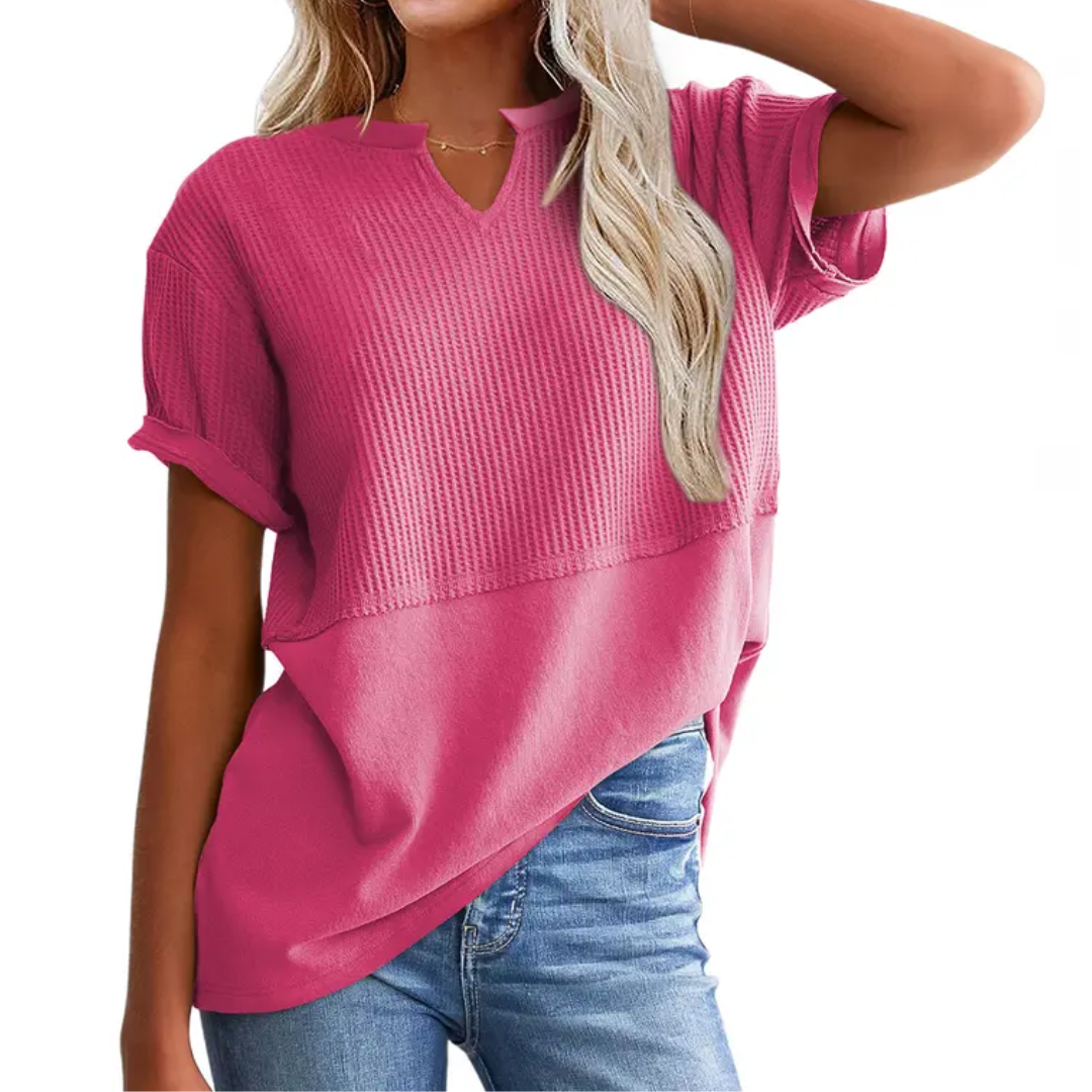 Gracie – Cosy Waffle Knit V-Neck Top