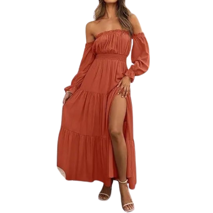 Stephanie – Bohemian Off-Shoulder Layered Maxi Dress
