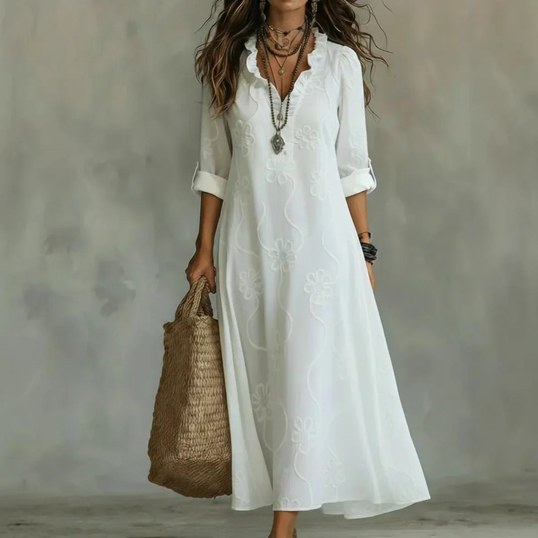 Enid – Embroidered Floral Maxi Dress