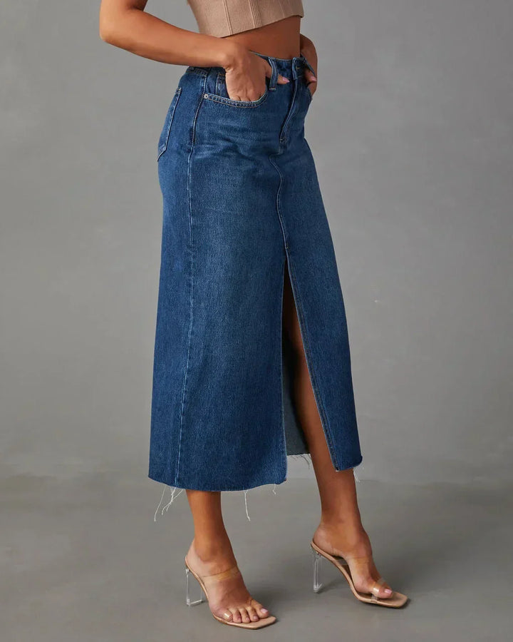 Denise – Classic High-Waist Denim Skirt
