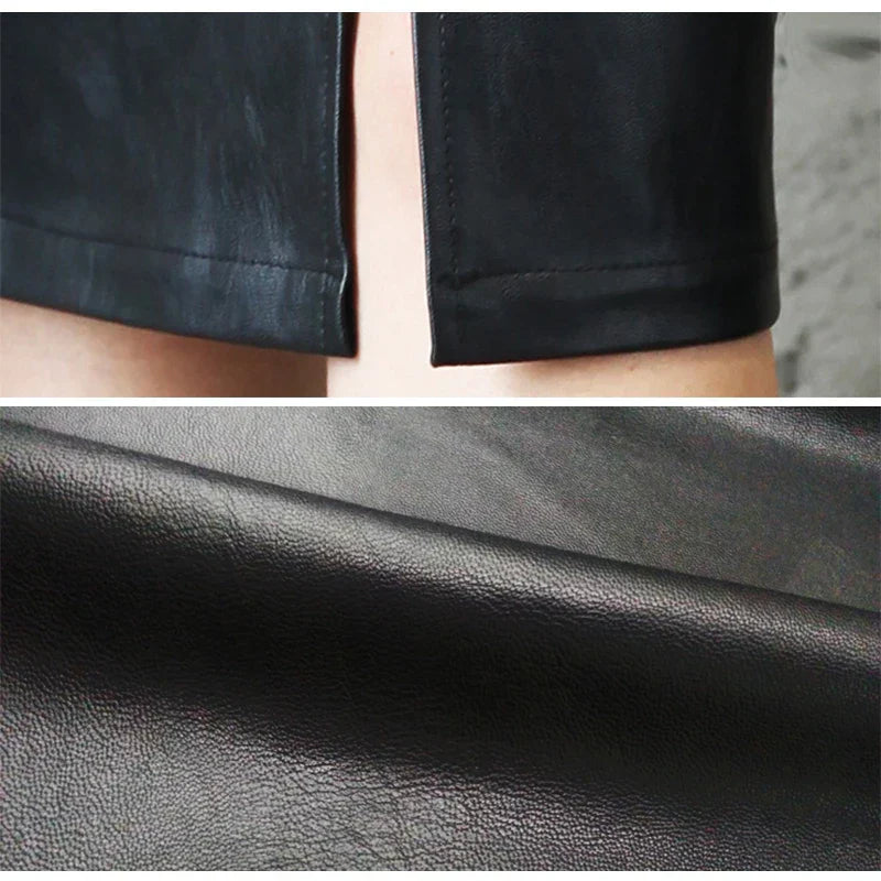Josie – Sleek Black Leather Pencil Skirt