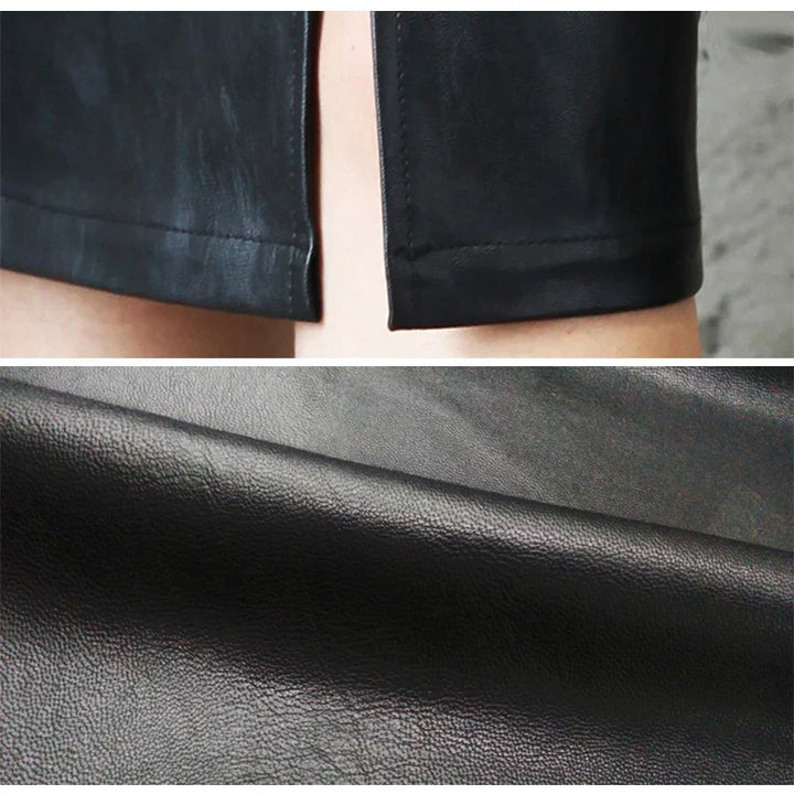 Josie – Sleek Black Leather Pencil Skirt