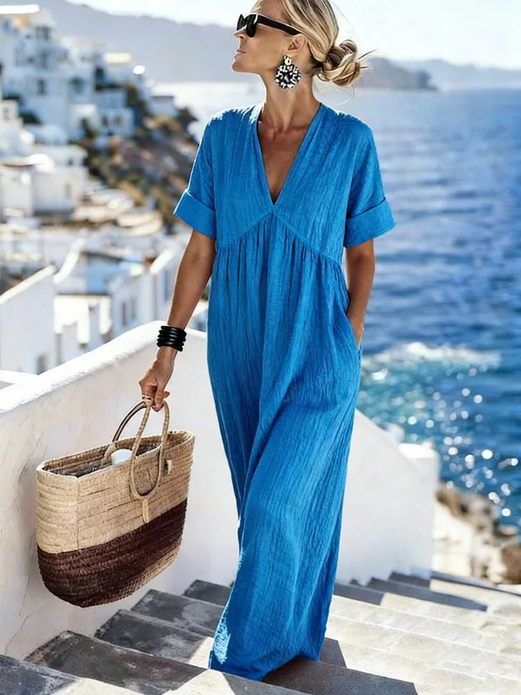 Serena – Relaxed V-Neck Maxi Dress