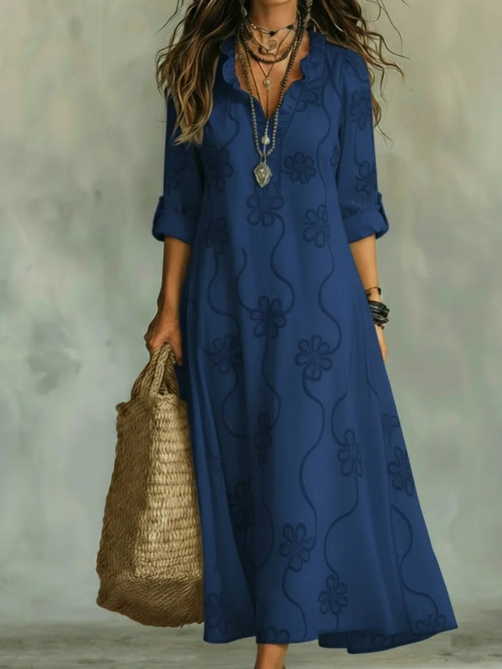Freda – Embroidered Floral Maxi Dress