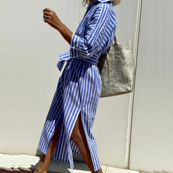 Stephanie – Elegant Striped Shirt Dress