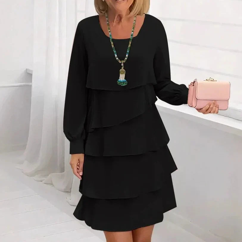 Marguerite – Long Sleeve Ruffle Midi Dress