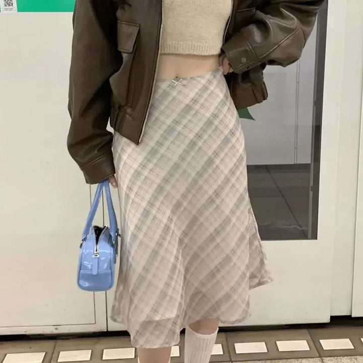 Josie – Classic Plaid Midi Skirt