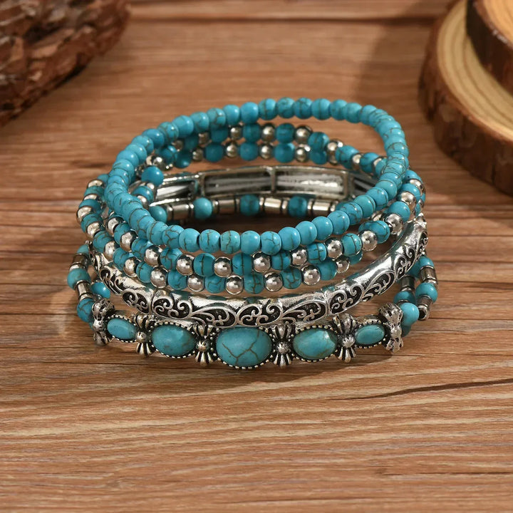 Vivien – Boho Stone and Bead Stack Bracelet