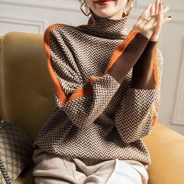 Eleanor – Herringbone Luxe Turtleneck