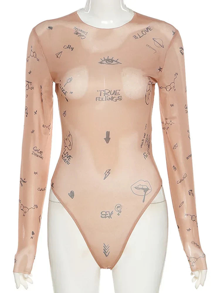 Ethel – Modern Print Mesh Bodysuit