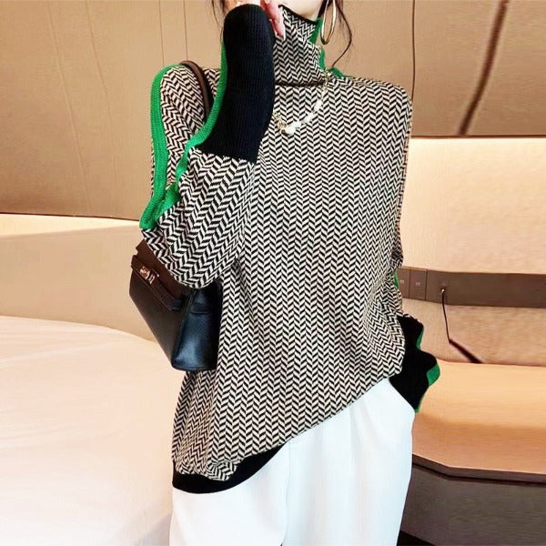 Eleanor – Herringbone Luxe Turtleneck