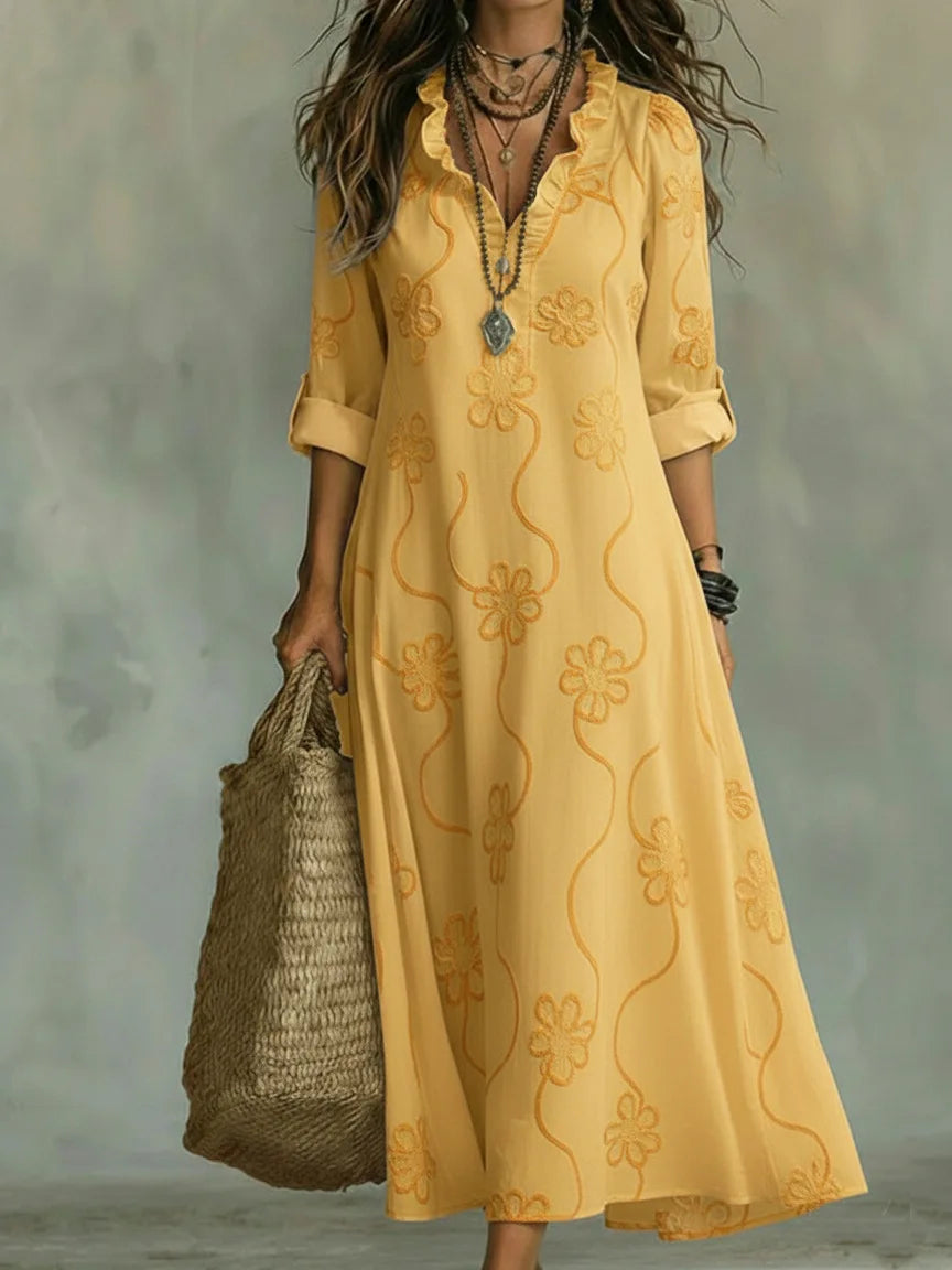 Enid – Embroidered Floral Maxi Dress