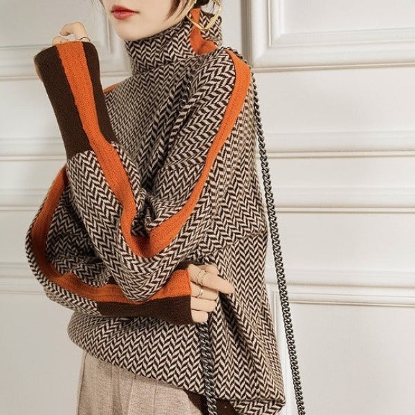 Eleanor – Herringbone Luxe Turtleneck