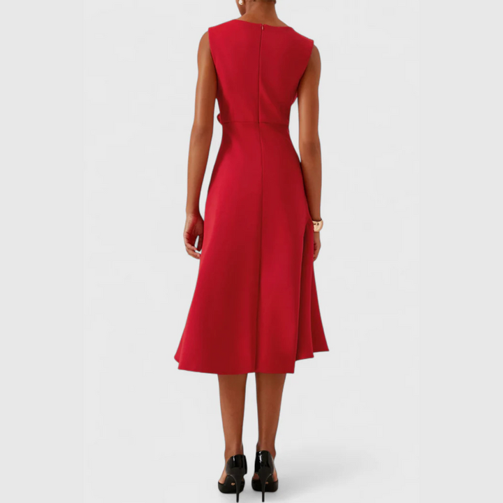 Stephanie – Draped Asymmetric Midi Dress