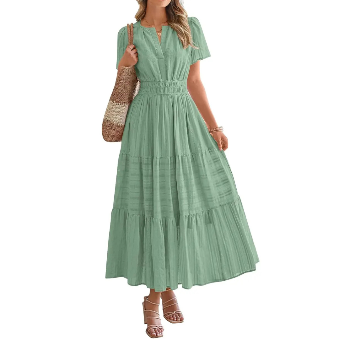 Delia – Flirty V-Neck Puff Sleeve Dress