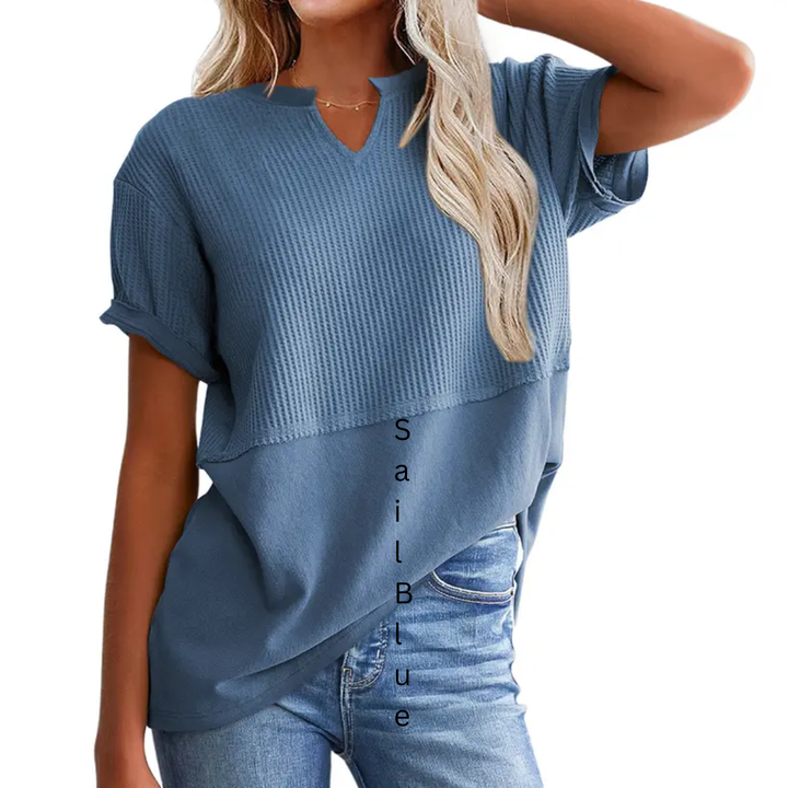 Gracie – Cosy Waffle Knit V-Neck Top