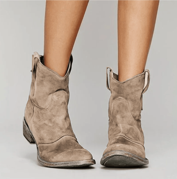 Charlotte – Western Ankle Boots with Pull Tabs