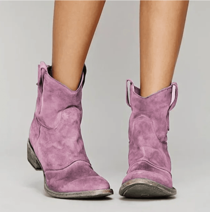 Charlotte – Western Ankle Boots with Pull Tabs