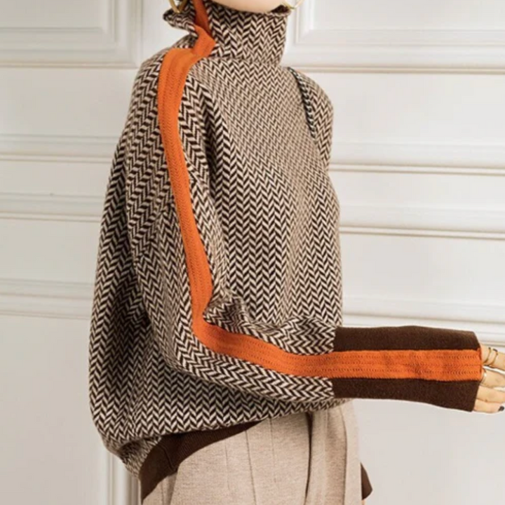 Eleanor – Herringbone Luxe Turtleneck