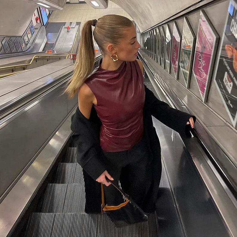 Anthea – Sleek Faux Leather Top