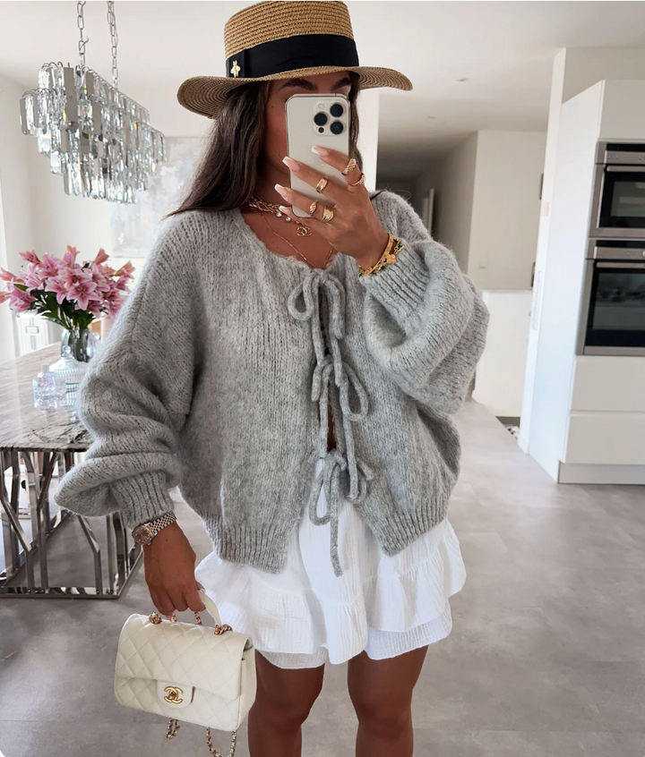 Eva – Knitted Bow Cardigan