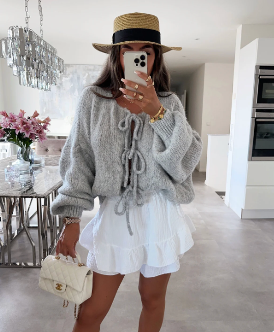 Eva – Knitted Bow Cardigan