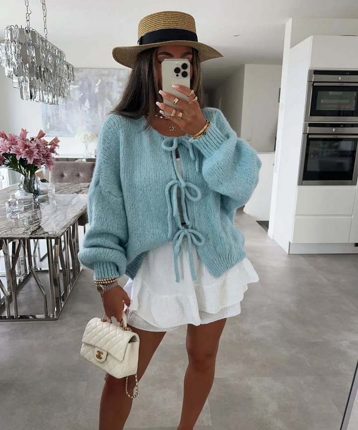 Eva – Knitted Bow Cardigan
