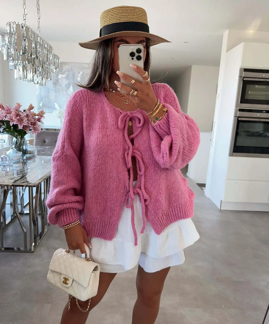 Eva – Knitted Bow Cardigan