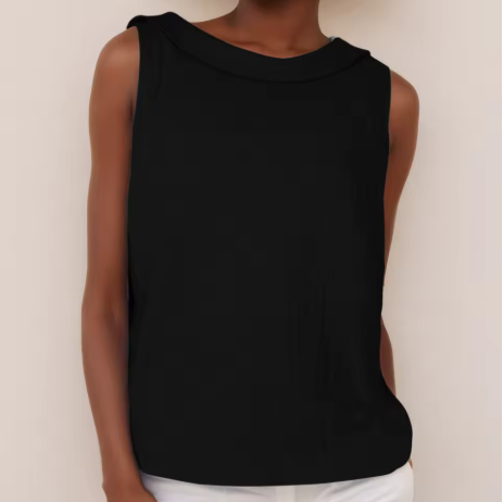 Josephine – Sleeveless Roll Collar Top