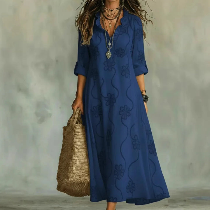 Janice – Embroidered Floral Maxi Dress