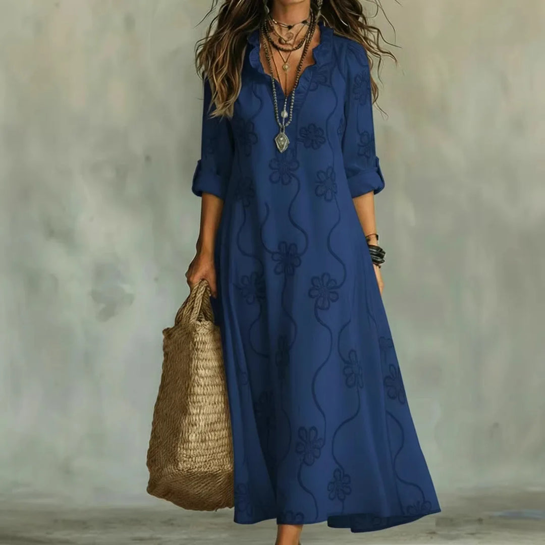 Freda – Embroidered Floral Maxi Dress