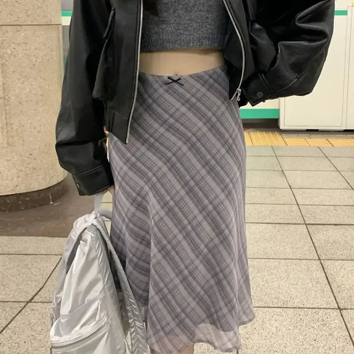 Josie – Classic Plaid Midi Skirt