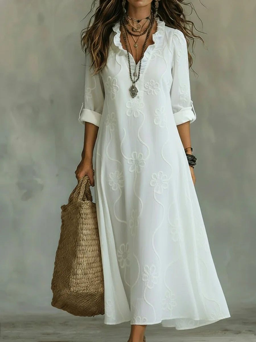 Enid – Embroidered Floral Maxi Dress