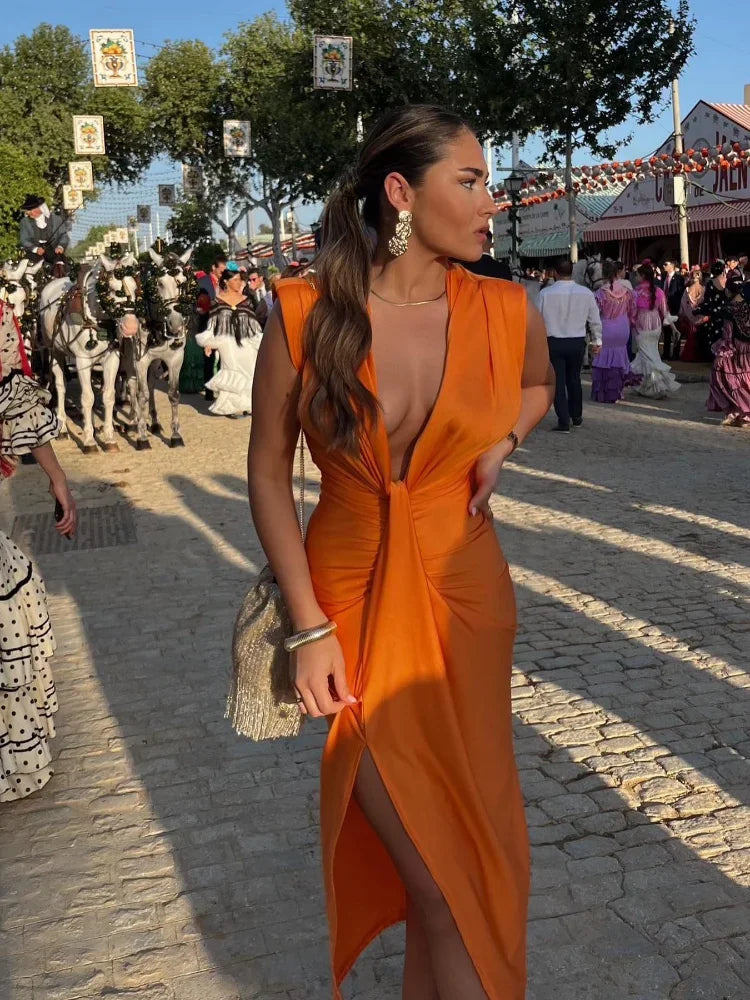 Lola – Elegant Wrap Ruched Bodycon Formal Dress