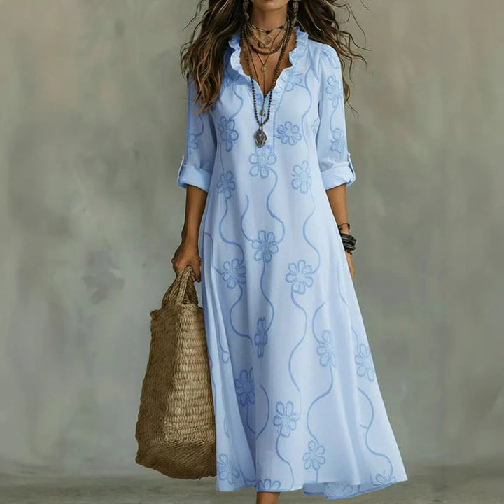 Janice – Embroidered Floral Maxi Dress