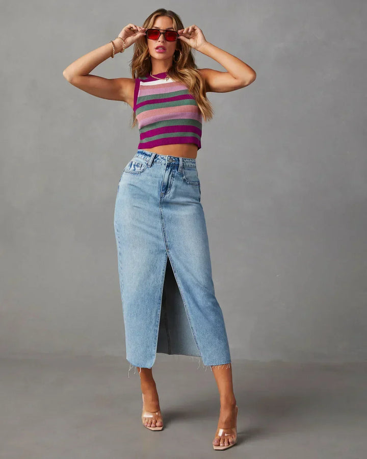 Denise – Classic High-Waist Denim Skirt
