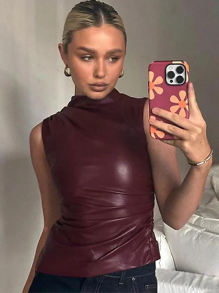 Anthea – Sleek Faux Leather Top