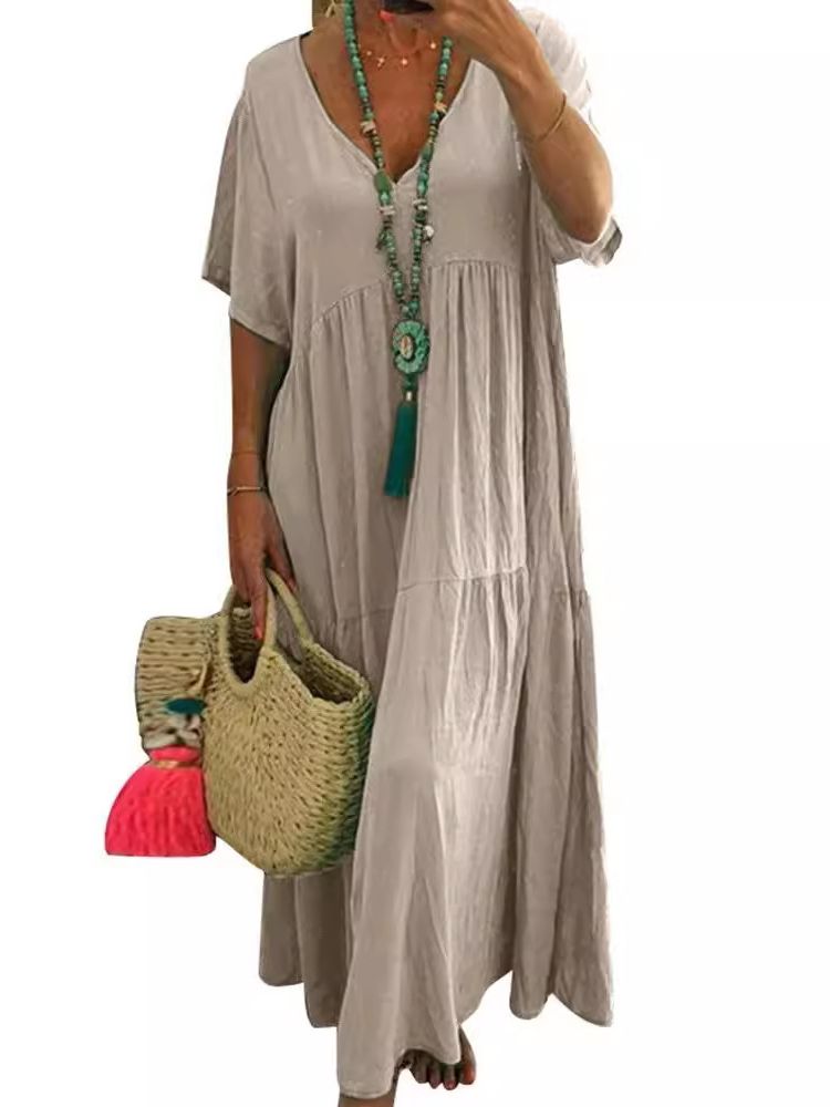 Stephanie – Soft Ruffle V-Neck Maxi Dress