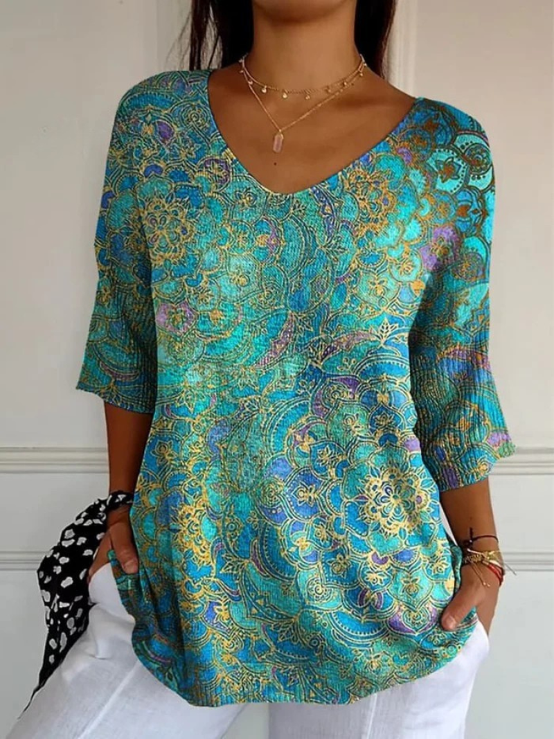 Serena – Boho Mandala Print Relaxed Top
