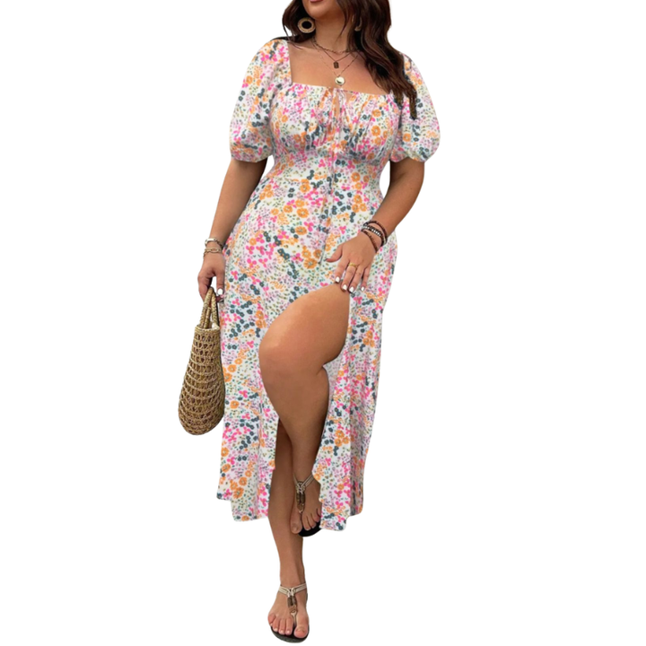 Sandra – Trendy Plus Size Floral Print Dress