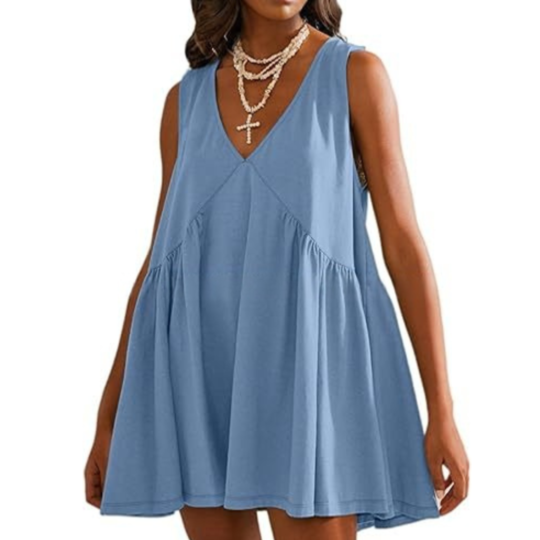 Danna – Casual V-Neck Flared A-Line Tank Dress