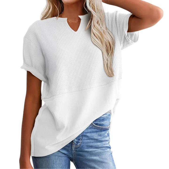 Gracie – Cosy Waffle Knit V-Neck Top